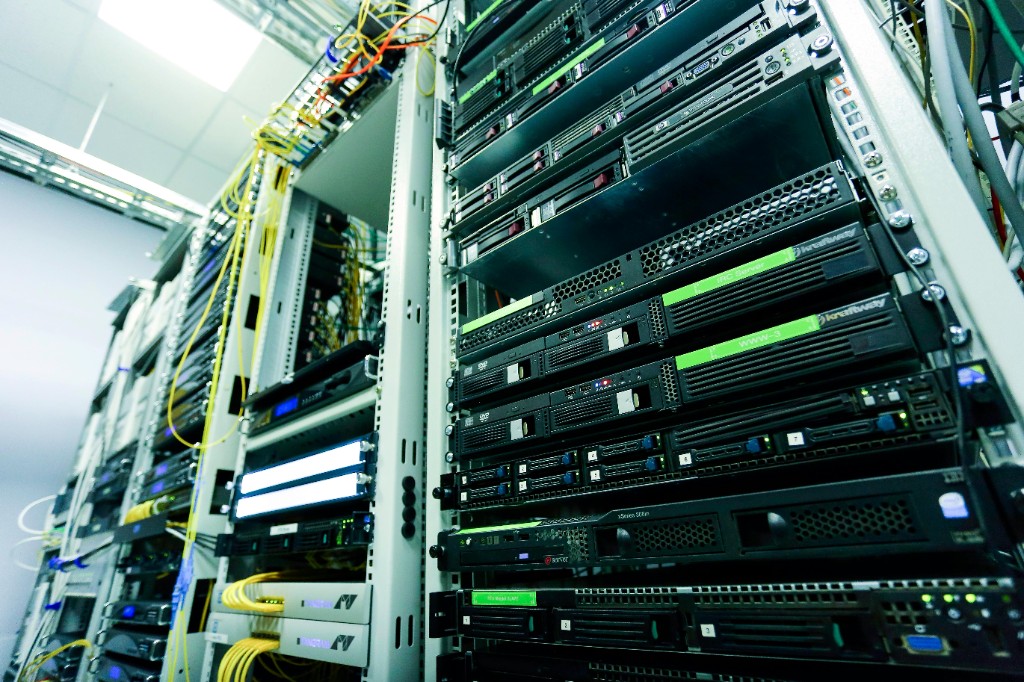 Server racks and structured cabling in a business data center